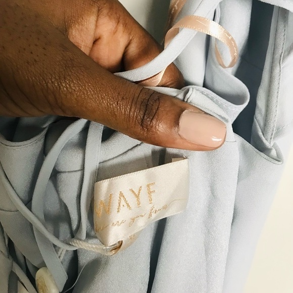 The Riley Lace-up Back Wrap Evening Dress In Ocean Mist - Picture 10 of 11